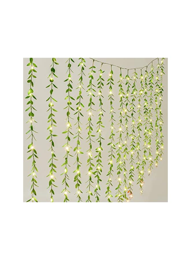 The Bros أضواء خيط الجنية، أضواء خيط ستارة من أوراق صناعية، 4م 200 LED ضوء خيط دافئ أبيض، مزود بالطاقة من خلال القابس الكهربائي لتزيين عيد الميلاد، عيد الفطر، رمضان، ديوالي، أضواء اليراعات متعددة الأوضاع - Image 2