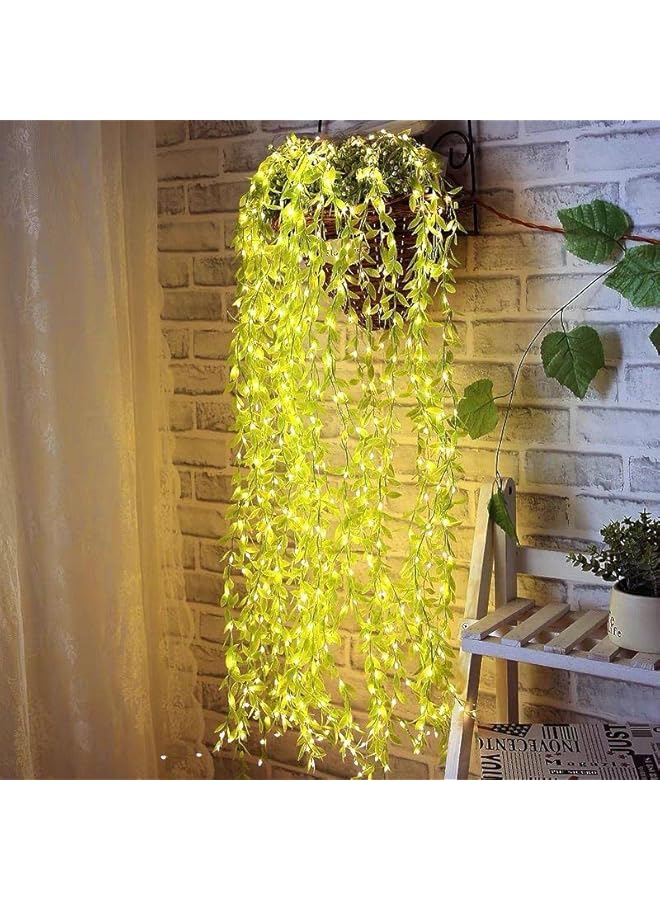 The Bros أضواء خيط الجنية، أضواء خيط ستارة من أوراق صناعية، 4م 200 LED ضوء خيط دافئ أبيض، مزود بالطاقة من خلال القابس الكهربائي لتزيين عيد الميلاد، عيد الفطر، رمضان، ديوالي، أضواء اليراعات متعددة الأوضاع - Image 4