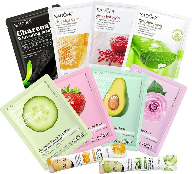 Face Masks Skincare Pack of 82 Face Masks Beauty Collagen Firming Facial Sheet Mask Hydrating Moisturizing Soothing Clean Face Mask Gifts for Women Men Daily Skincare for All Skin Types
