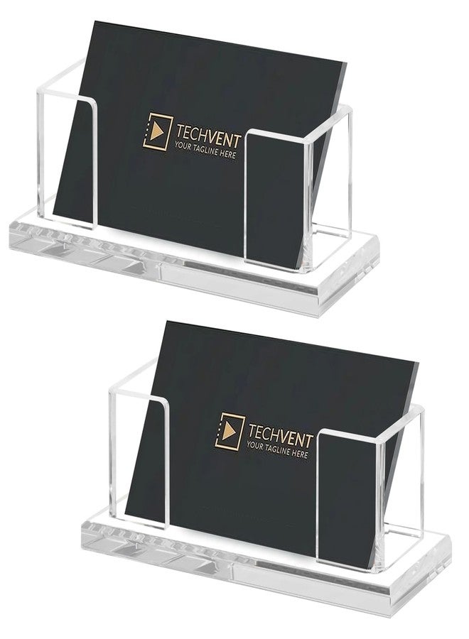 Weiai Acrylic Business Card Holder Stand for Desk, 2 Pieces Modern Clear Base Business Card Organizer Display - Image 1