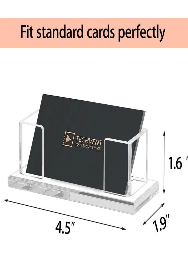 Weiai Acrylic Business Card Holder Stand for Desk, 2 Pieces Modern Clear Base Business Card Organizer Display - Image 3