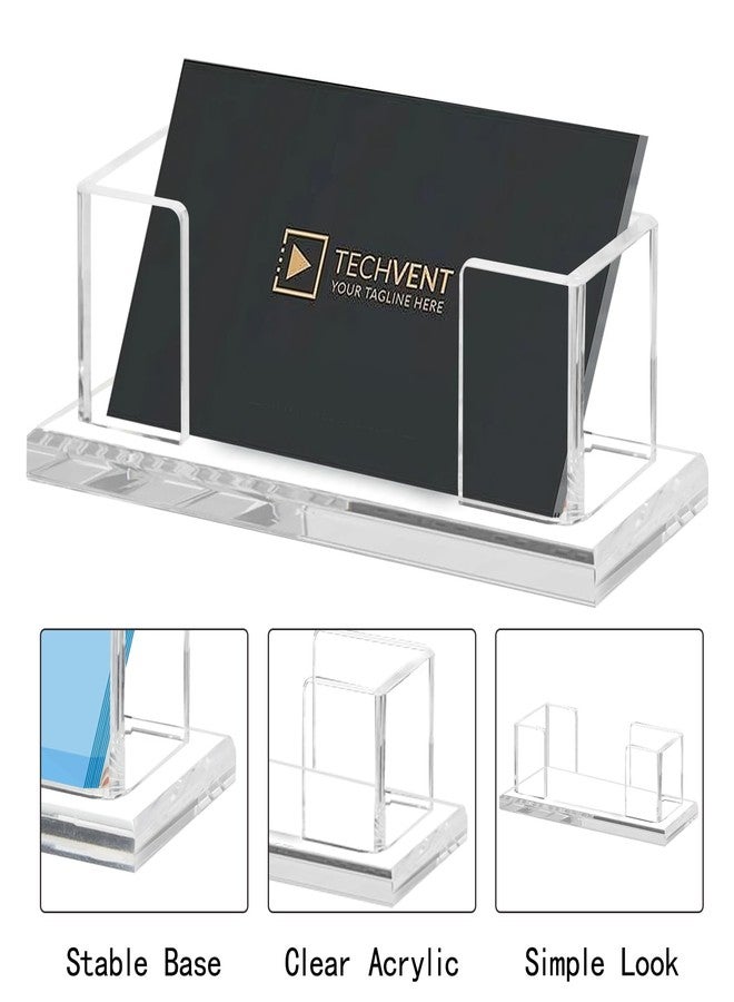 Weiai Acrylic Business Card Holder Stand for Desk, 2 Pieces Modern Clear Base Business Card Organizer Display - Image 2
