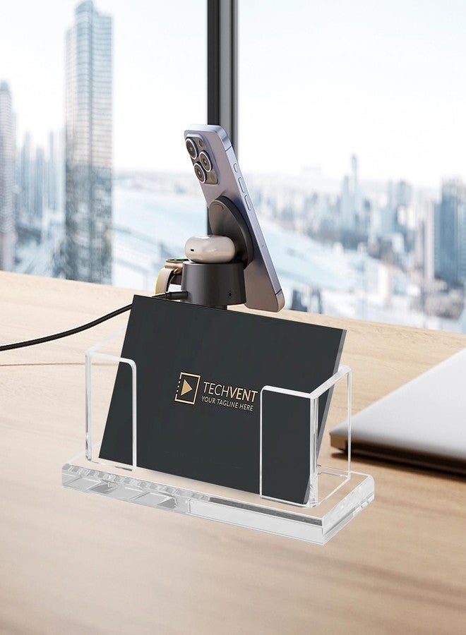 Weiai Acrylic Business Card Holder Stand for Desk, 2 Pieces Modern Clear Base Business Card Organizer Display - Image 5
