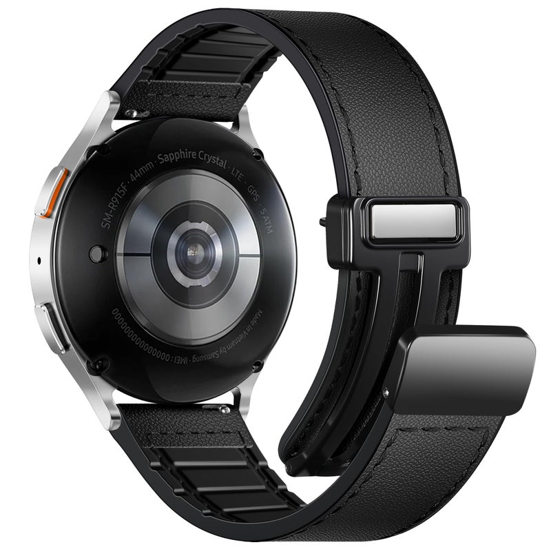 Charlam Magnetic Leather Bands Compatible with Samsung Galaxy Watch 7 Band 6 5 4 FE Active 2 40mm 44mm/Watch 6/4 Classic/Watch 5 Pro/3, 20mm Genuine Leather Straps for Samsung Watch Bands Men Women - Image 1