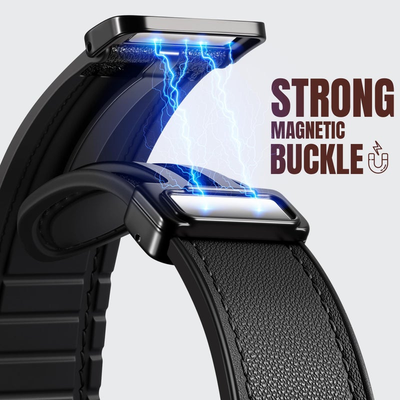 Charlam Magnetic Leather Bands Compatible with Samsung Galaxy Watch 7 Band 6 5 4 FE Active 2 40mm 44mm/Watch 6/4 Classic/Watch 5 Pro/3, 20mm Genuine Leather Straps for Samsung Watch Bands Men Women - Image 3