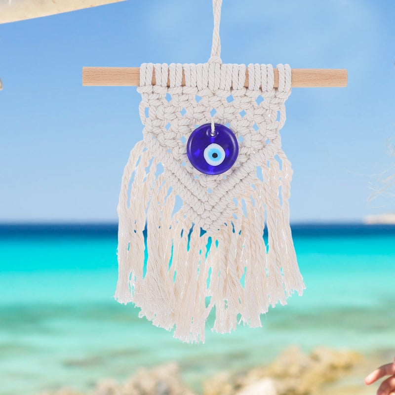 Macrame Tassel Tapestry Evil Eye Tapestry Rustic Style Tapestry Wall Hanging Decor - Image 4