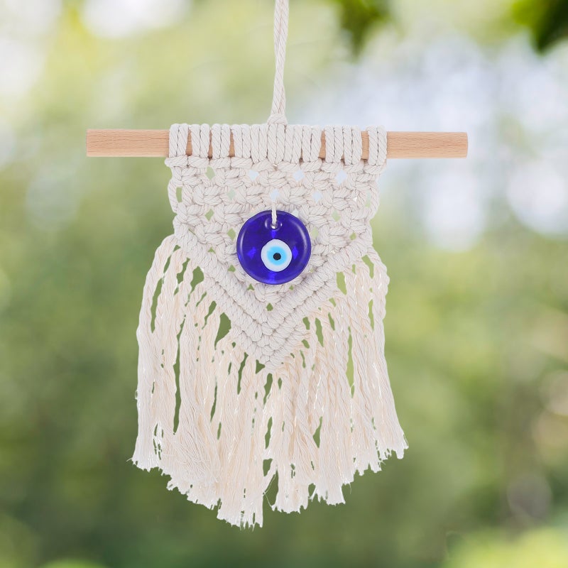 Macrame Tassel Tapestry Evil Eye Tapestry Rustic Style Tapestry Wall Hanging Decor - Image 5