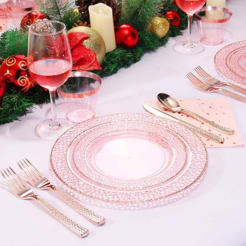 Supernal 180pcs Rose Gold Plastic Silverware - Rose Gold Utensils  Forks  Spoons  Knives - Perfect for Parties  Weddings  Birthdays & More - Image 5