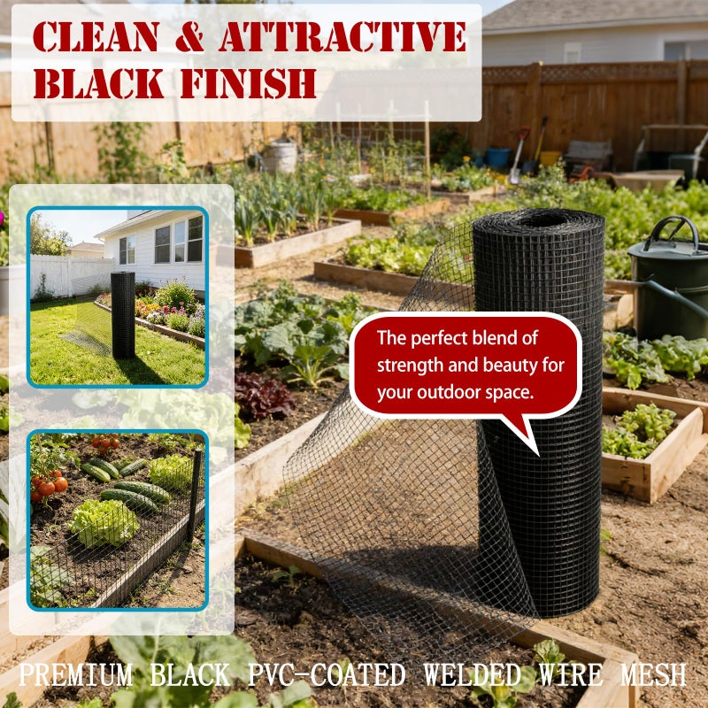 Yardbliss Black Hardware Cloth 1/2inx48inx100ft, 19GA, Chicken Wire Fencing Roll, Black Chicken Wire Mesh, Vinyl PVC Coated Welded Wire Mesh for Chicken Coop Barrier, Rabbit Snake Poultry Fences - Image 4