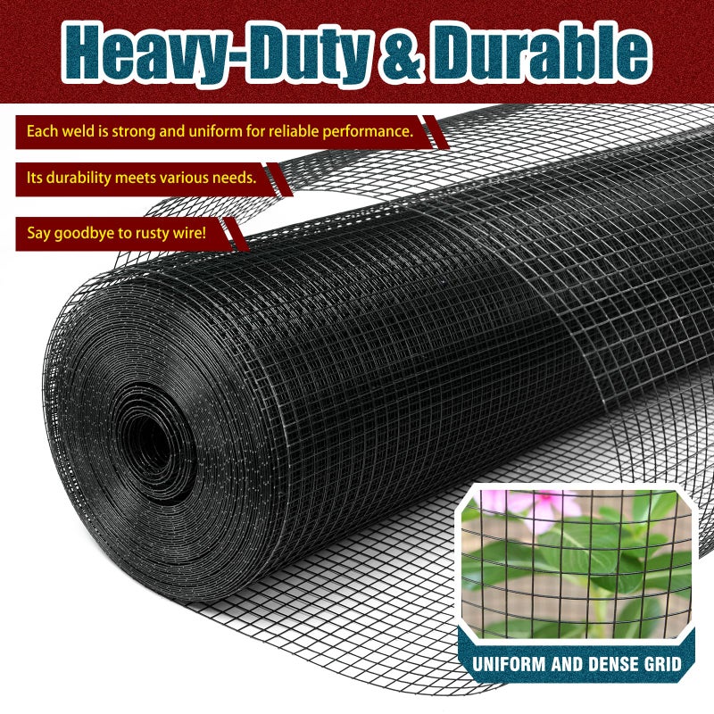 Yardbliss Black Hardware Cloth 1/2inx48inx100ft, 19GA, Chicken Wire Fencing Roll, Black Chicken Wire Mesh, Vinyl PVC Coated Welded Wire Mesh for Chicken Coop Barrier, Rabbit Snake Poultry Fences - Image 5