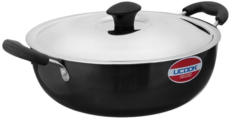 UCOOK by United Ekta Group Hard Anodised Induction Kadhai with Steel Lid |Black | 5 Litre | 28 cm - Image 5
