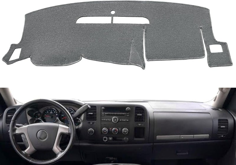 AKMOTOR Dash Cover Mat for 07-13 Chevy Silverado & GMC Sierra (Dark Gray) - Image 1