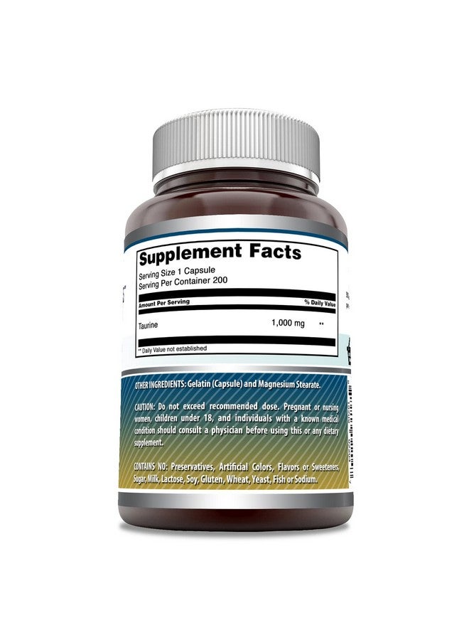 أميزينغ نيوترشن تركيبة مذهلة من التورين، 1000 ملغ لكل حصة، 200 كبسولة، مكمل غذائي غني بالأحماض الأمينية | غير معدل وراثيًا | خالٍ من الغلوتين | صُنع في الولايات المتحدة الأمريكية - Image 3