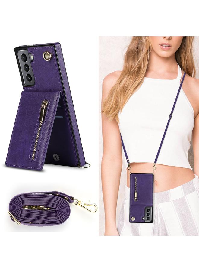 اس-توب جراب لهاتف Samsung Galaxy S21 5G جراب خلفي مربع الشكل من مادة TPU+PU مع حامل وفتحات للبطاقات ومحفظة وحزام - Image 3