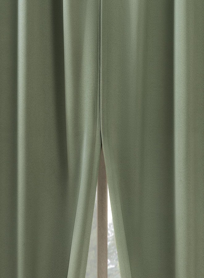 Sun Zero Belize 2-Pack Magnetic Closure Pleated Look Theater Grade 100% Blackout Back Tab Curtain Panel Pair, 52" x 84", Sage Green - Image 1
