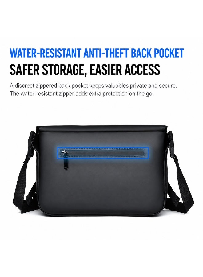 Men's Large-capacity Waterproof Shoulder Bag, Adult Casual Crossbody Bag Sling Bag Messenger Bag, Teenager Outdoor Sports Cycling Bag Carrying Bag Trolley Bag Travel Bag Crossbody Bag for Daily Outdoor Sports Travel (Black) - Image 5