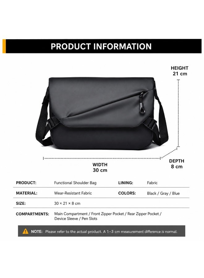 Men's Large-capacity Waterproof Shoulder Bag, Adult Casual Crossbody Bag Sling Bag Messenger Bag, Teenager Outdoor Sports Cycling Bag Carrying Bag Trolley Bag Travel Bag Crossbody Bag for Daily Outdoor Sports Travel (Black) - Image 3