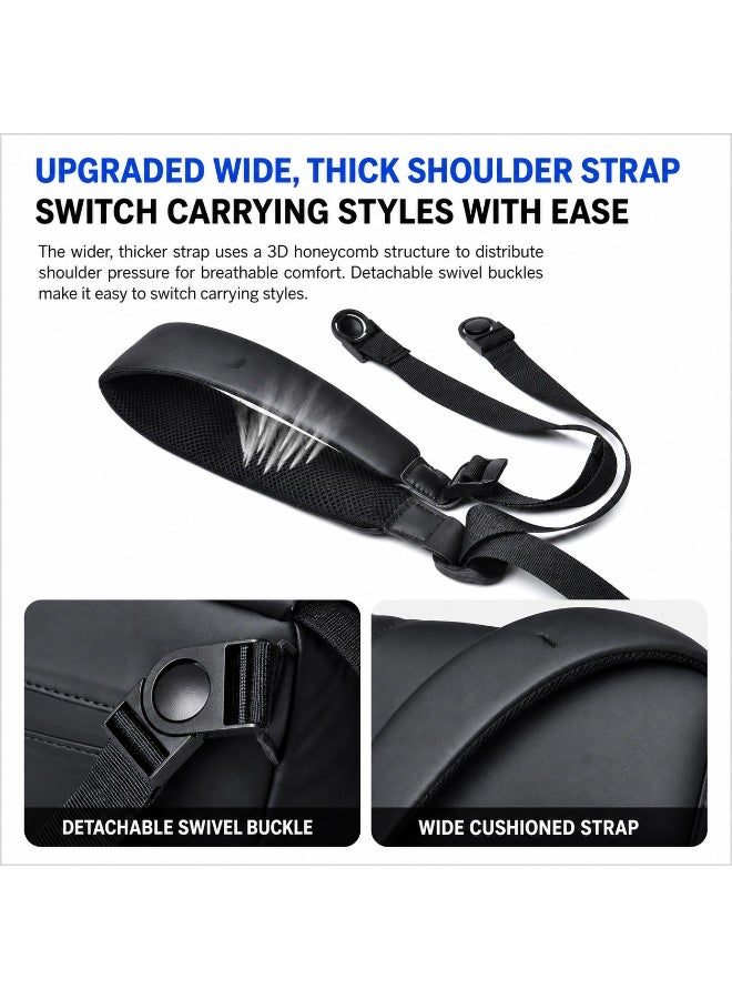 Men's Large-capacity Waterproof Shoulder Bag, Adult Casual Crossbody Bag Sling Bag Messenger Bag, Teenager Outdoor Sports Cycling Bag Carrying Bag Trolley Bag Travel Bag Crossbody Bag for Daily Outdoor Sports Travel (Black) - Image 4