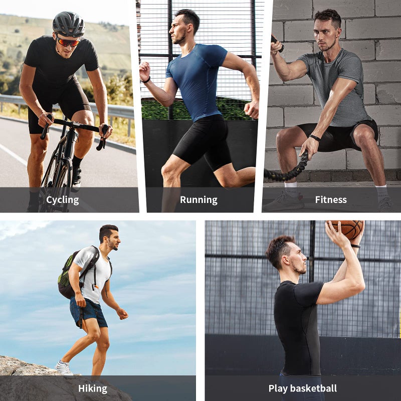 Niksa Men's Compression Shirts 3/5 Pack, Short Sleeve Athletic Compression Tops Cool Dry Workout T Shirt Dark Black - Image 5