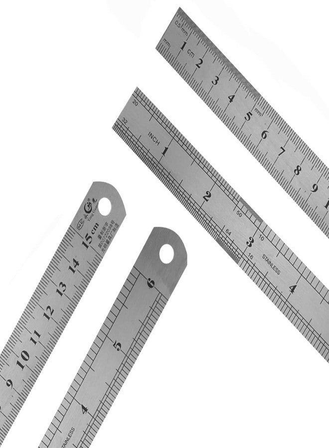Miular 6 Inch Metal Ruler Set Stainless Steel Straight Edge Rules with Inch/Metric Scale, 10 Pack - Image 3