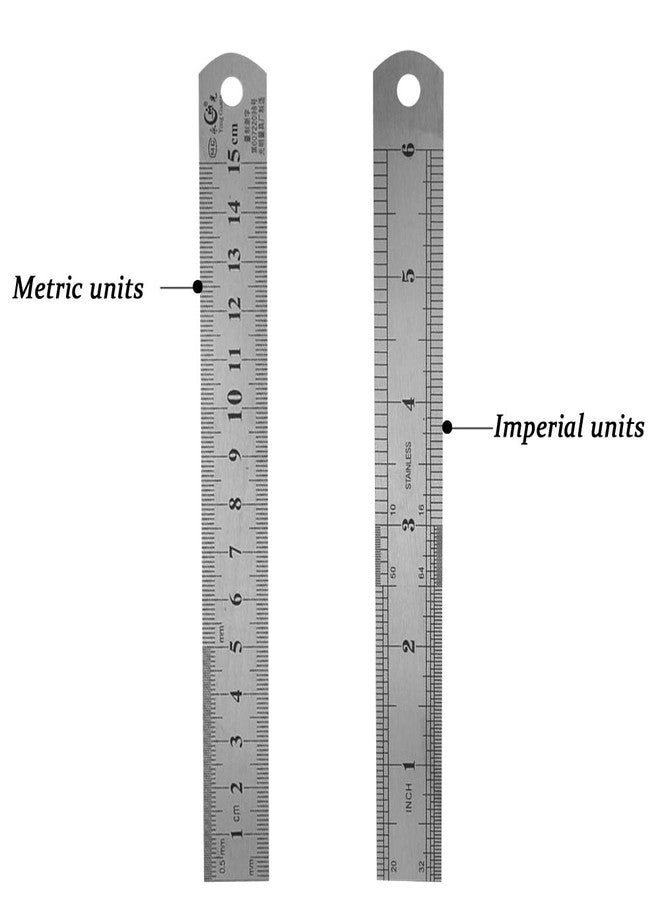 Miular 6 Inch Metal Ruler Set Stainless Steel Straight Edge Rules with Inch/Metric Scale, 10 Pack - Image 4