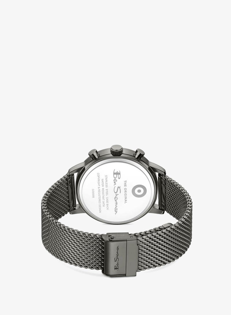 Ben Sherman Nottingham Blue Dial Gunmetal Stainless Steel Bracelet Chronograph Watch for Men, 44mm - Image 3