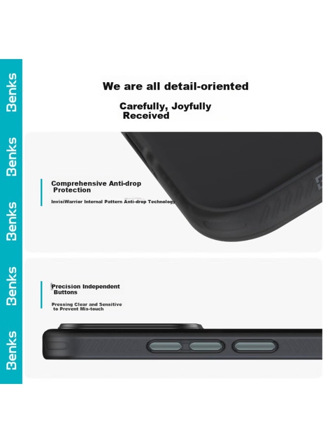 Benks Protective Case For Xiaomi 17 Pro, Shockproof Case For Xiaomi 17 Pro, Lightweight Sandstone Shell For Men And Women, Fingerprint-resistant Protective Cover, Black - Image 2