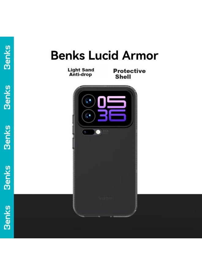 Benks Protective Case For Xiaomi 17 Pro, Shockproof Case For Xiaomi 17 Pro, Lightweight Sandstone Shell For Men And Women, Fingerprint-resistant Protective Cover, Black - Image 1