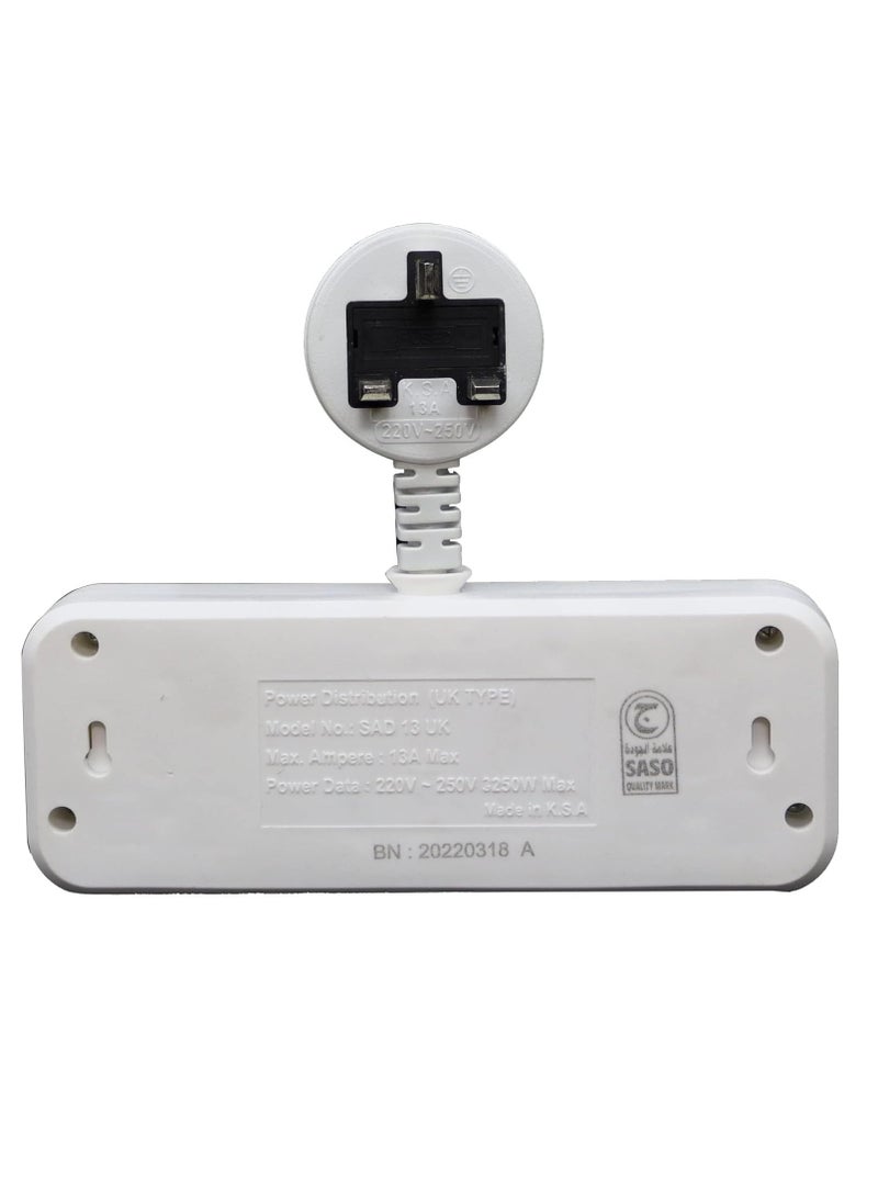 سافيكس موزع كهرباء سافكس متعدد الفتحات مع 2 منفذ USB للحائط للسفر والمكتب والمنزل – أبيض  - Image 2