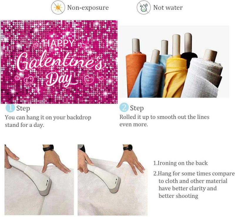 BUTEN Galentine's Day Backdrop Red Pink Glitter - Happy Galentines Banner Decor for Women Friends Party, Ladies Celebrating Photo Booth Background, Valentine's Wall Decorations (Pink, 7x5FT) - Image 5