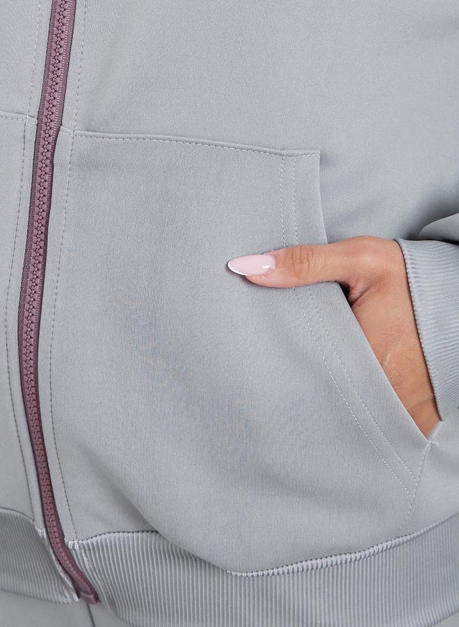 Styli Women Grey Hooded Bomber Jacket and Pants Co-Ords - Image 4