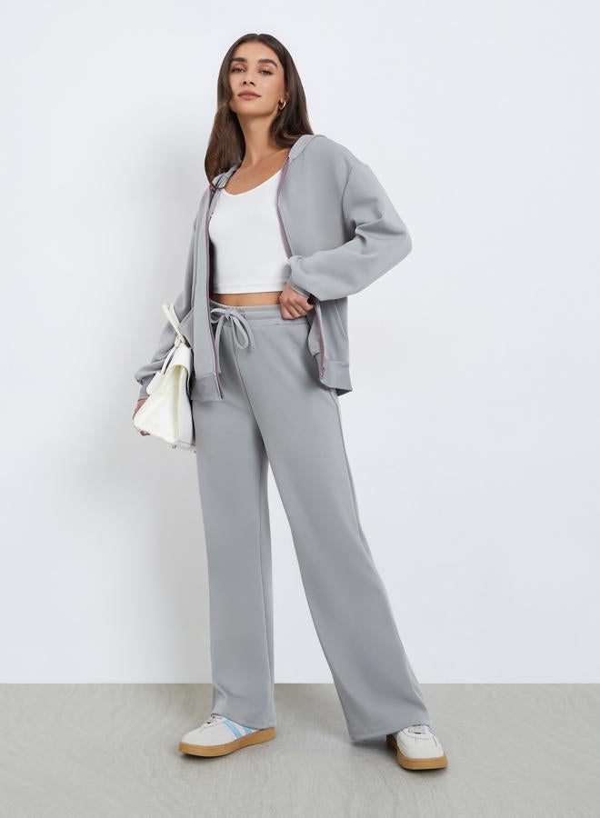 Styli Women Grey Hooded Bomber Jacket and Pants Co-Ords - Image 2