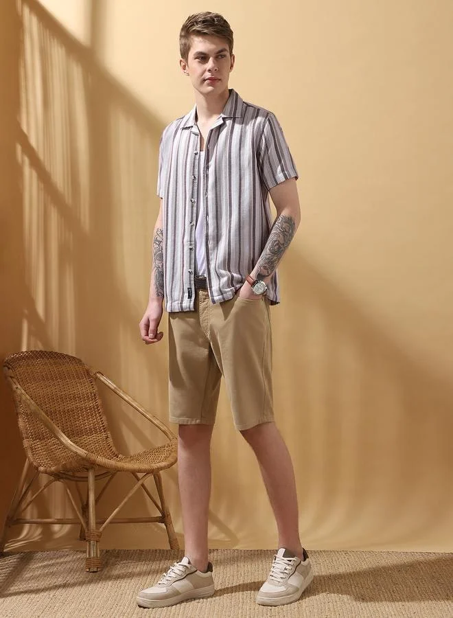 دينيس لينغو قميص رجالي عصري بلون كستنائي غني وأنيق من قماش فاخر