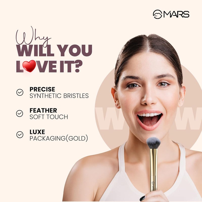 MARS Artist's Arsenal Professional Dense Highlighter Brush For Face | Precise Synthetic Bristles | Feather Soft Touch | Professional Makeup Brush - Image 2