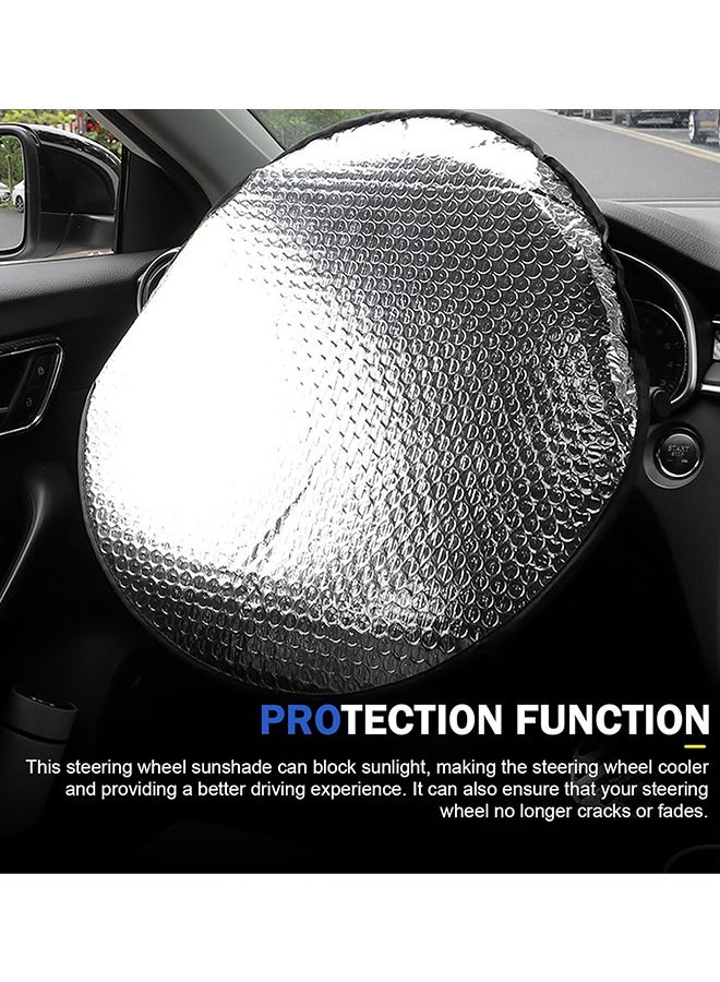 Steering Wheel Sun Shade Cover, Vehicle Steering Wheel Sunblock Cover, Universal Reflective Steering Wheel Shield, Steering Wheel Sun Heat Shield for SUV Truck Van (Silver) - Image 5
