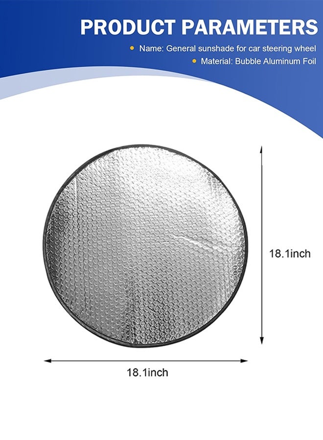 Steering Wheel Sun Shade Cover, Vehicle Steering Wheel Sunblock Cover, Universal Reflective Steering Wheel Shield, Steering Wheel Sun Heat Shield for SUV Truck Van (Silver) - Image 2