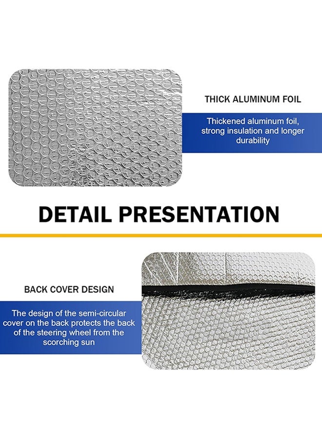 Steering Wheel Sun Shade Cover, Vehicle Steering Wheel Sunblock Cover, Universal Reflective Steering Wheel Shield, Steering Wheel Sun Heat Shield for SUV Truck Van (Silver) - Image 4