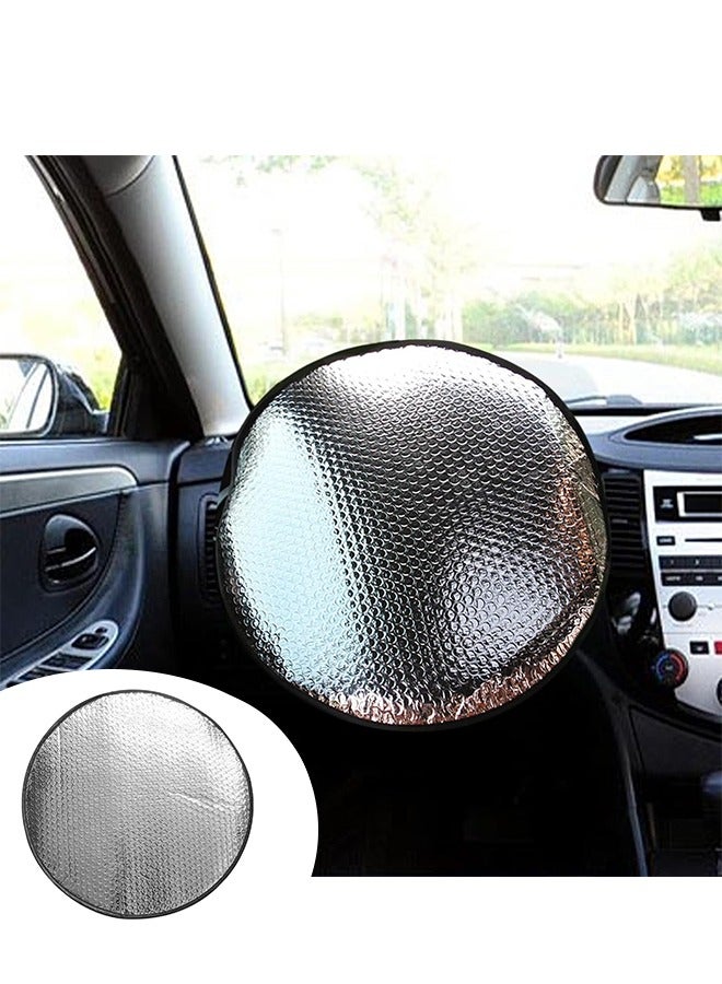 Steering Wheel Sun Shade Cover, Vehicle Steering Wheel Sunblock Cover, Universal Reflective Steering Wheel Shield, Steering Wheel Sun Heat Shield for SUV Truck Van (Silver) - Image 1