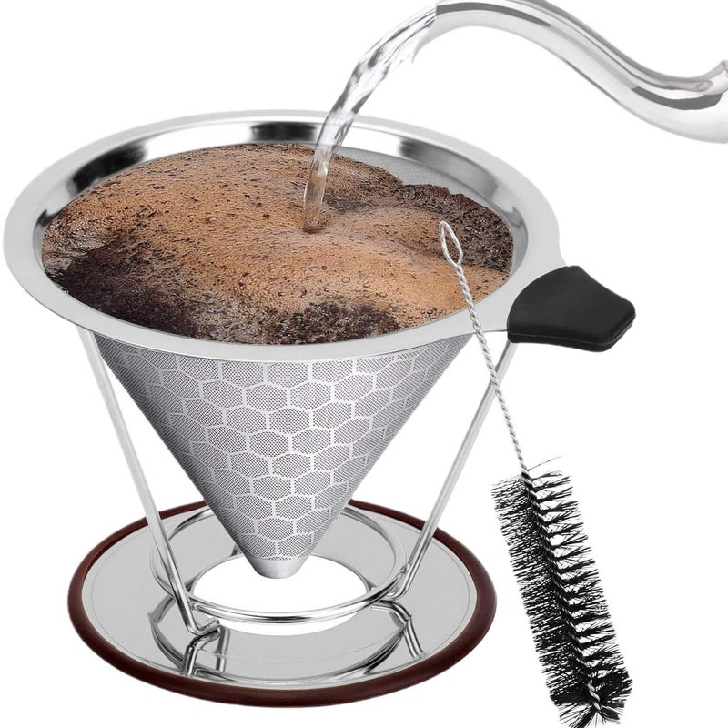 Stainless Steel V60 Coffee Dripper with Stand 1-6 rubber ring bracket