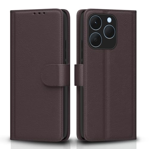 Pikkme Flip Cover for Realme 15T 5G Leather Finish | Inside TPU with Card Pockets | Wallet Stand and Shock Proof | Complete Protection Flip Case(Coffee) - Image 1