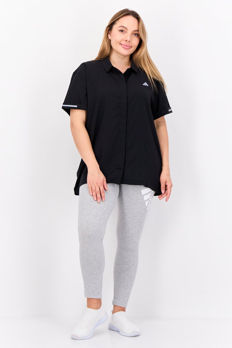 Adidas Women Sportswear Fit Short Sleeves Running T-Shirt, Black - Image 3