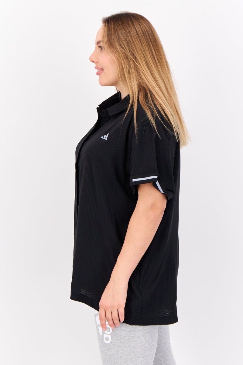 Adidas Women Sportswear Fit Short Sleeves Running T-Shirt, Black - Image 2