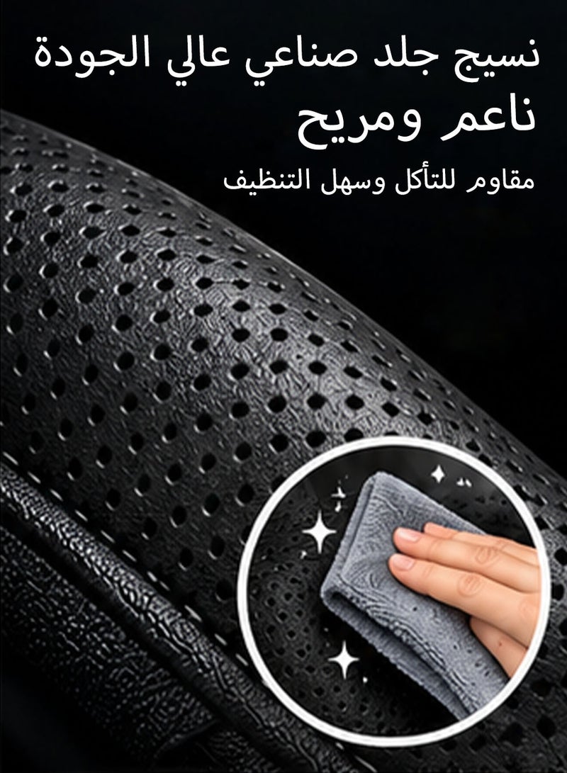 GROWPAL Faux Leather Car Steering Wheel Cover Black With White Rim Anti Slip Steering Protector Single Piece - Image 3