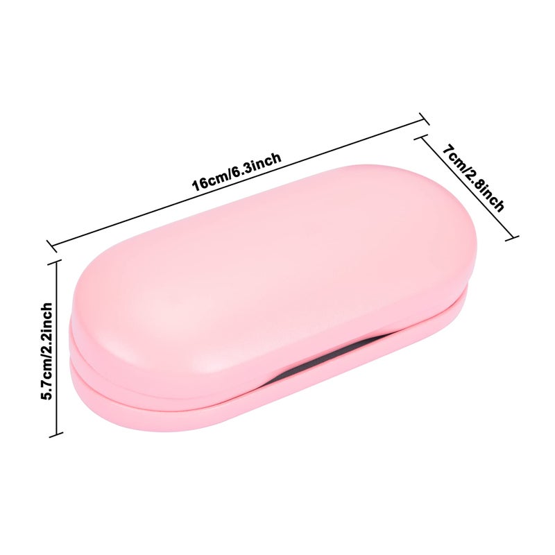 Muf 2 in 1 Contact Lens Case and Glasses Case, Double Sided Design with Mirror, Portable Travel Kit with Tweezer, Remover and Solution Bottle, Pink - Image 2
