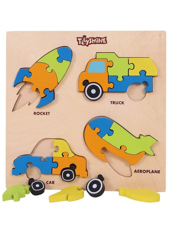 Toyshine Toyshine Kid 4 In 1 Wooden Pick And Fix Vehicle Puzzle Toy, Wooden Puzzle With Thick Wooden Slab - Vehicle  - Image 1