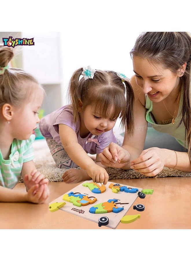 Toyshine Toyshine Kid 4 In 1 Wooden Pick And Fix Vehicle Puzzle Toy, Wooden Puzzle With Thick Wooden Slab - Vehicle  - Image 2