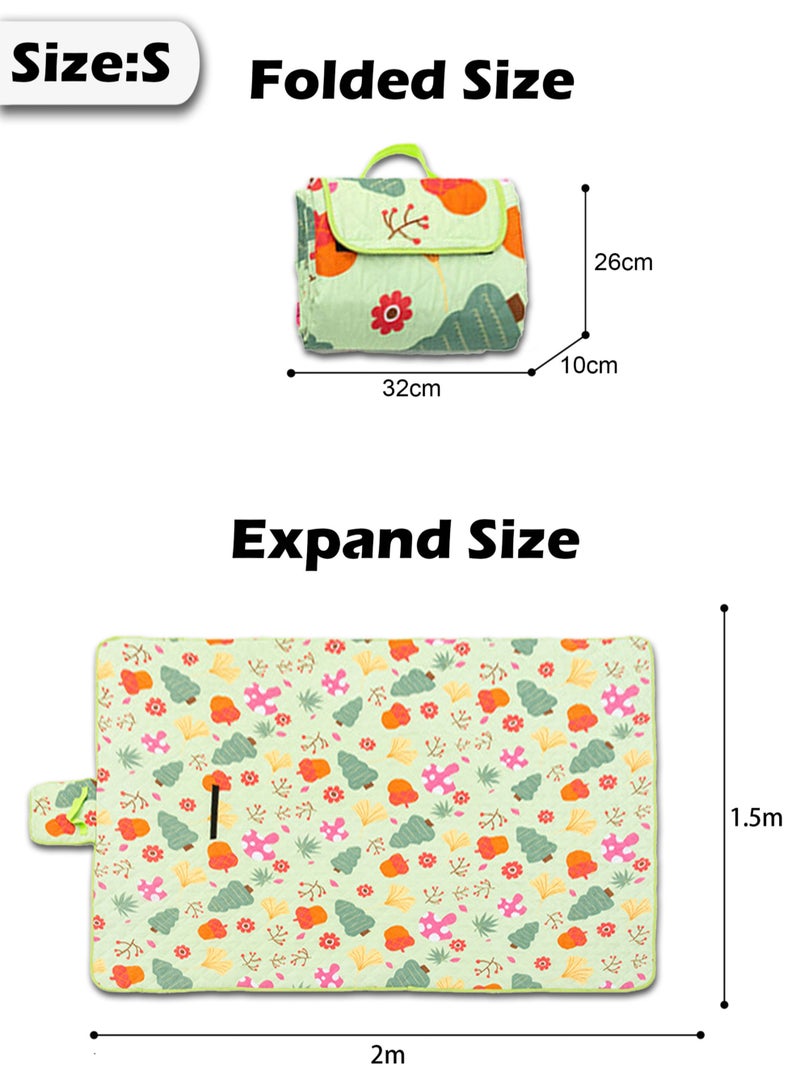 MissTiara حصيرة نزهة قابلة للطي محمولة في الهواء الطلق قابلة للغسل في الغسالة بطانة مقاومة للرطوبة ثلاثية الطبقات مقاومة للماء ومضادة للرطوبة مناسبة لزحف الأطفال - Image 3