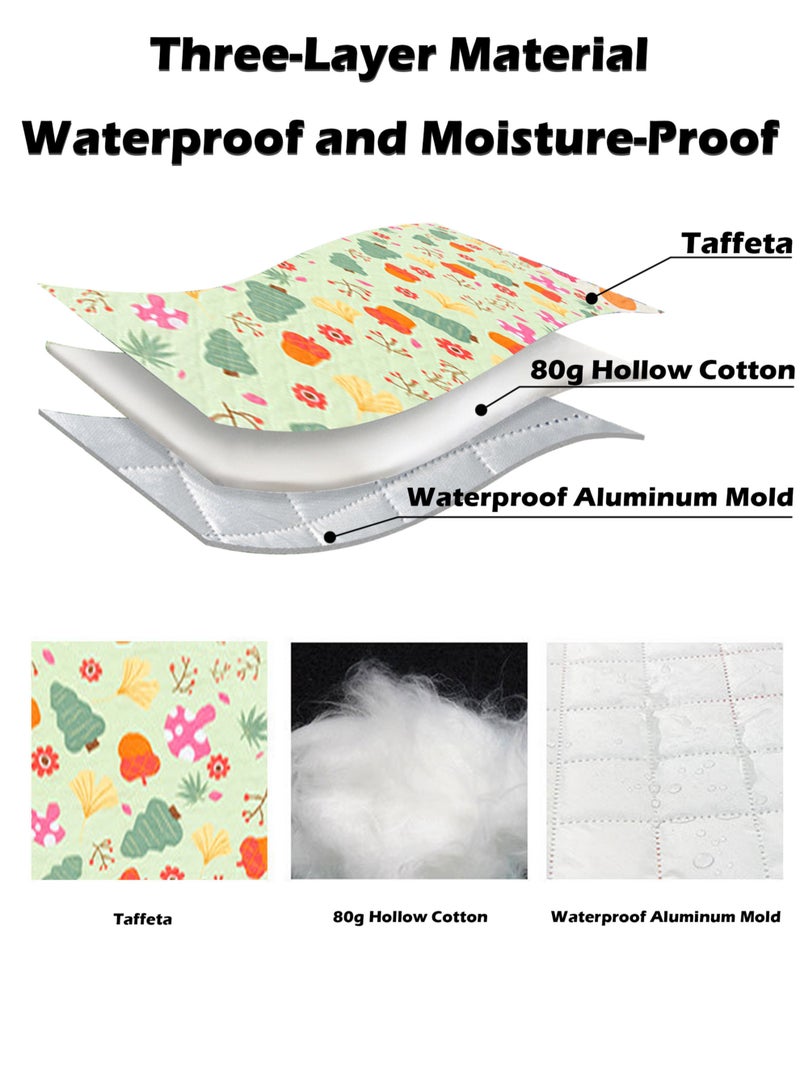 MissTiara حصيرة نزهة قابلة للطي محمولة في الهواء الطلق قابلة للغسل في الغسالة بطانة مقاومة للرطوبة ثلاثية الطبقات مقاومة للماء ومضادة للرطوبة مناسبة لزحف الأطفال - Image 2