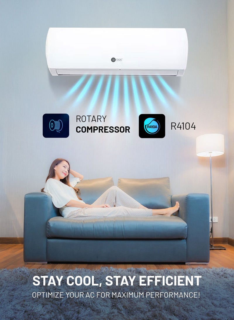 عفرا مكيف هواء نوع سبليت بسعة 3.0 طن، ضاغط دوار، تبريد قوي، وضع توربو، إعادة تشغيل تلقائية، ضوضاء منخفضة، مناخ T3، غاز تبريد R410a | ضمان 5 سنوات على الضاغط - Image 5