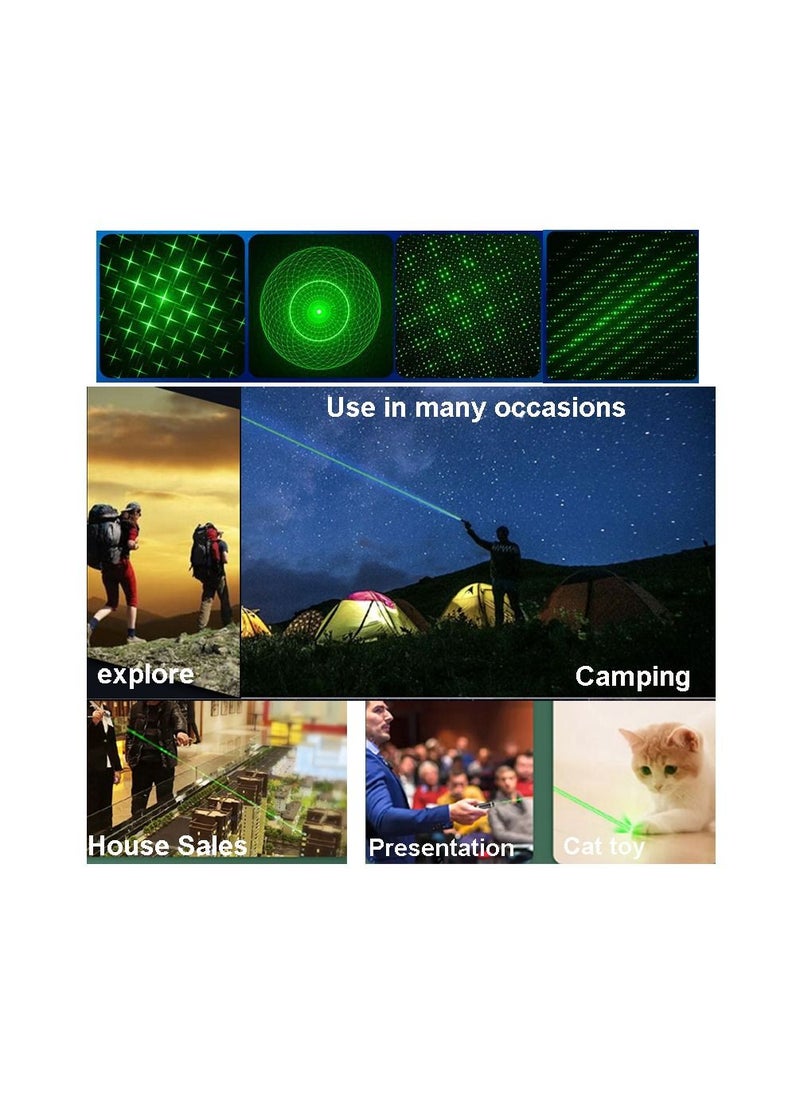 1-Piece Five Different Cool Starlight Modes High Power Long Range Powerful Laser Pointer,Flashlight Green Pointer Pen Rechargeable High Power Laser Pointer for Teaching Outdoor Hunting